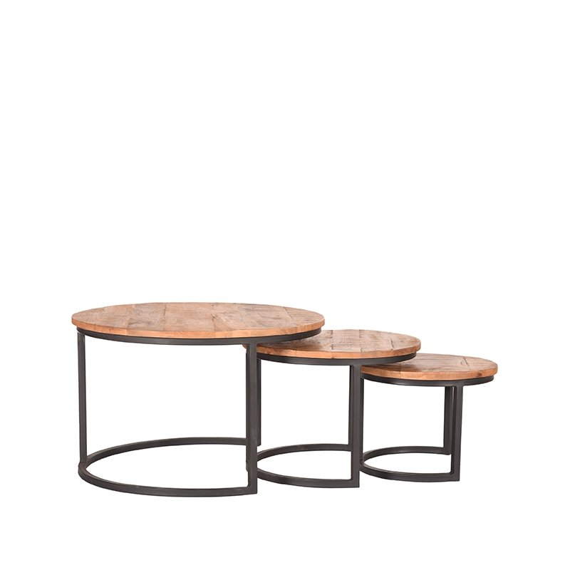 Salontafel Set Triplet rough mangohout, 70 cm