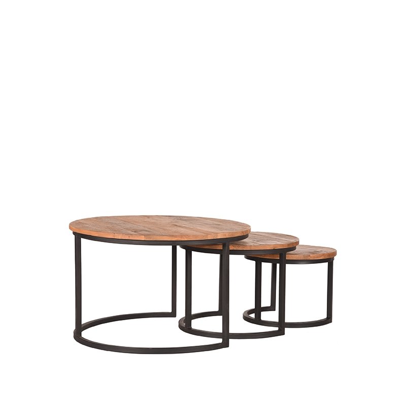 Salontafel Set Triplet rough mangohout, 70 cm