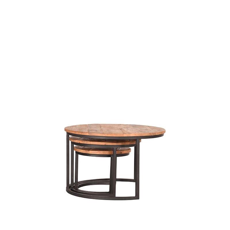 Salontafel Set Triplet rough mangohout, 70 cm