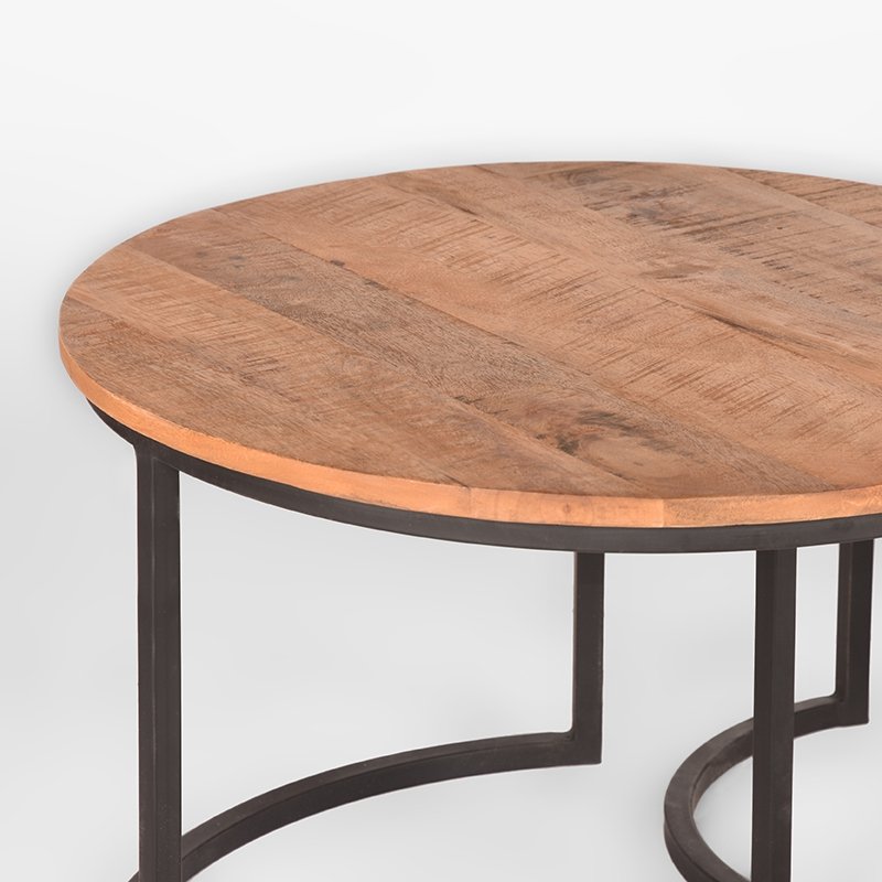 Salontafel Set Triplet rough mangohout, 70 cm