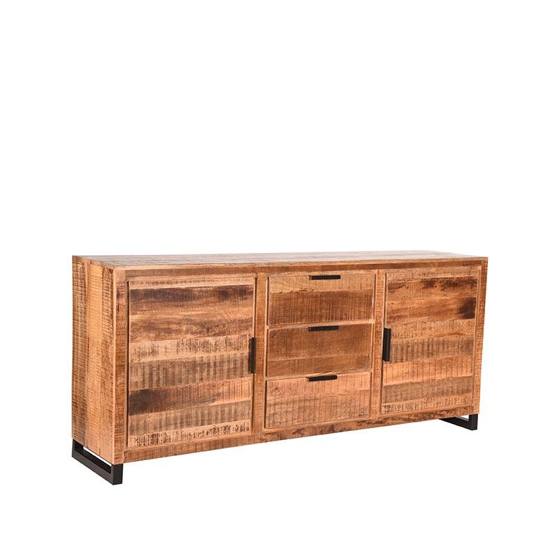 Dressoir Glasgow rough mangohout, 190x45x85 cm