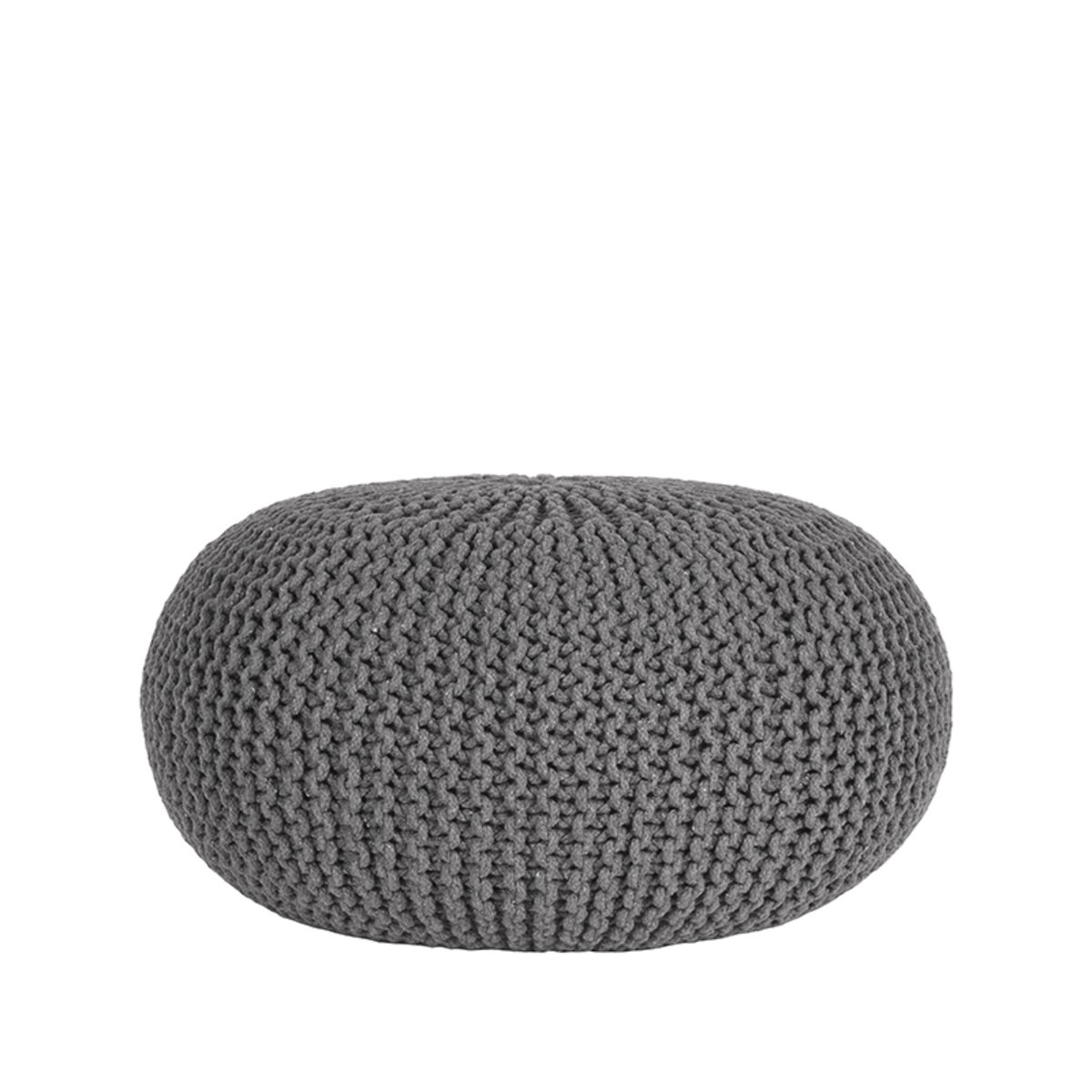 Poef Knitted donkergrijs, 70 cm
