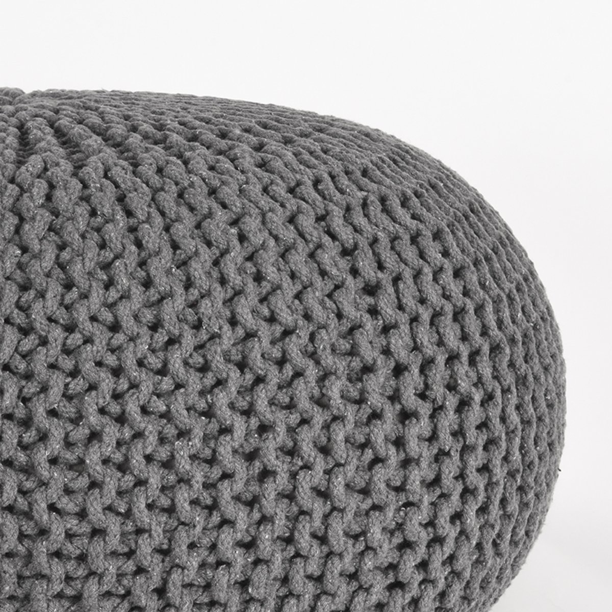Poef Knitted donkergrijs, 70 cm