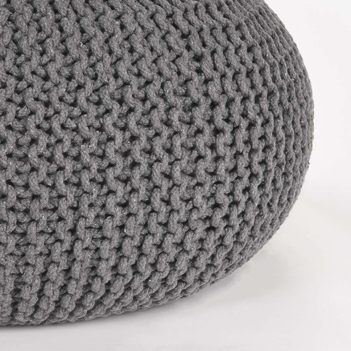 Poef Knitted donkergrijs, 70 cm