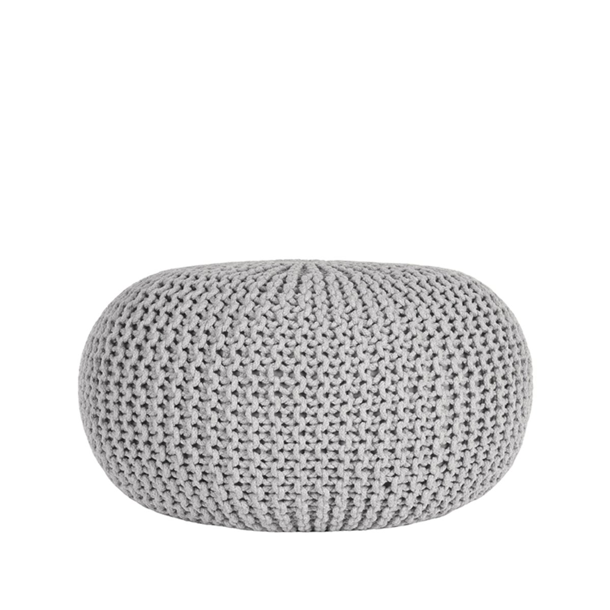 Poef Knitted lichtgrijs, 70 cm