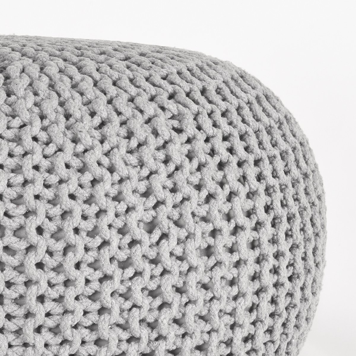 Poef Knitted lichtgrijs, 70 cm