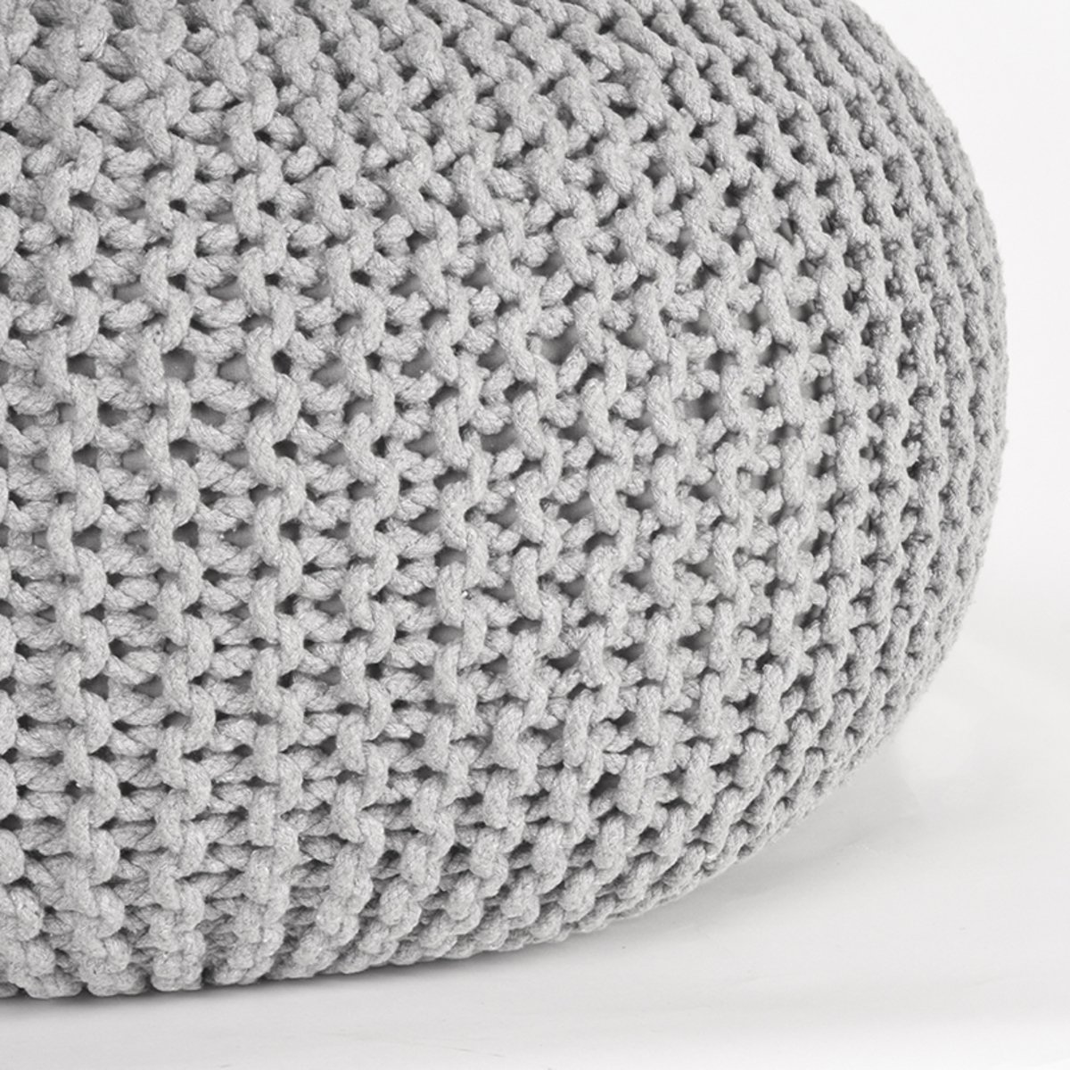 Poef Knitted lichtgrijs, 70 cm