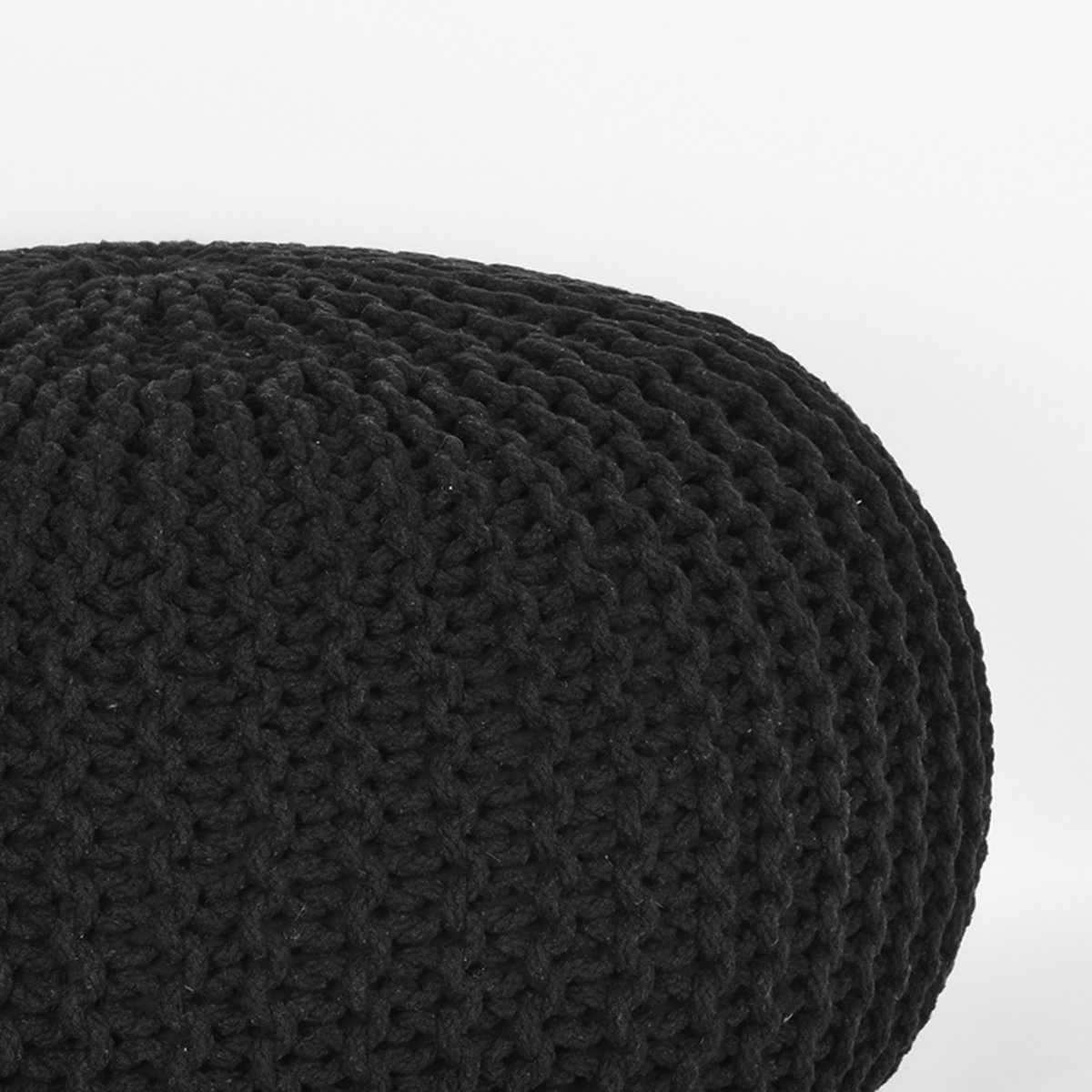 Poef Knitted zwart, 70 cm