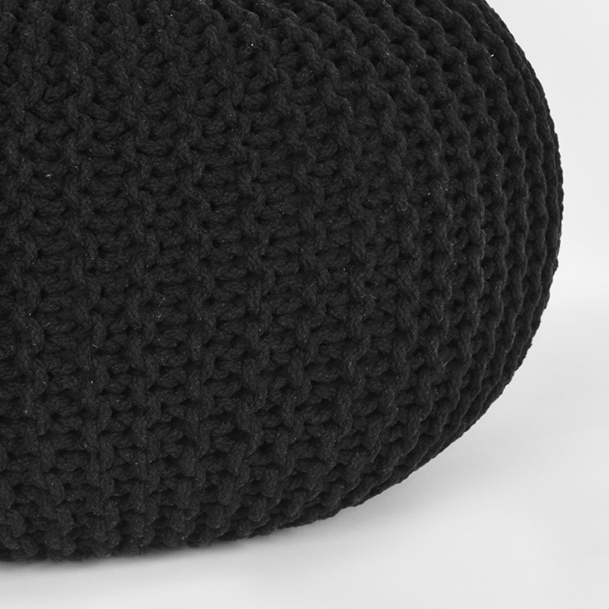 Poef Knitted zwart, 70 cm