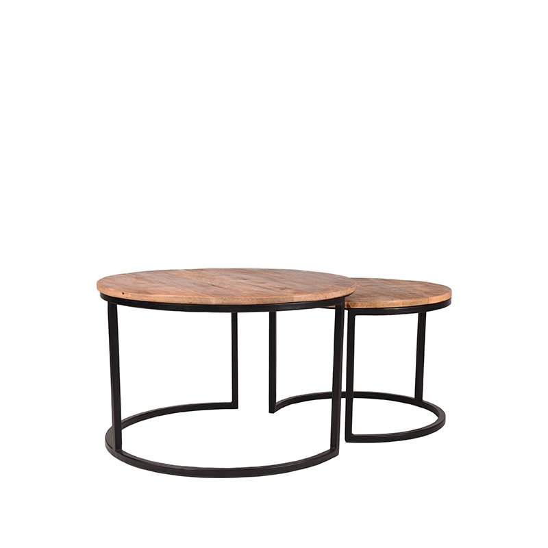 Salontafel Set Double rough mangohout, 70 cm