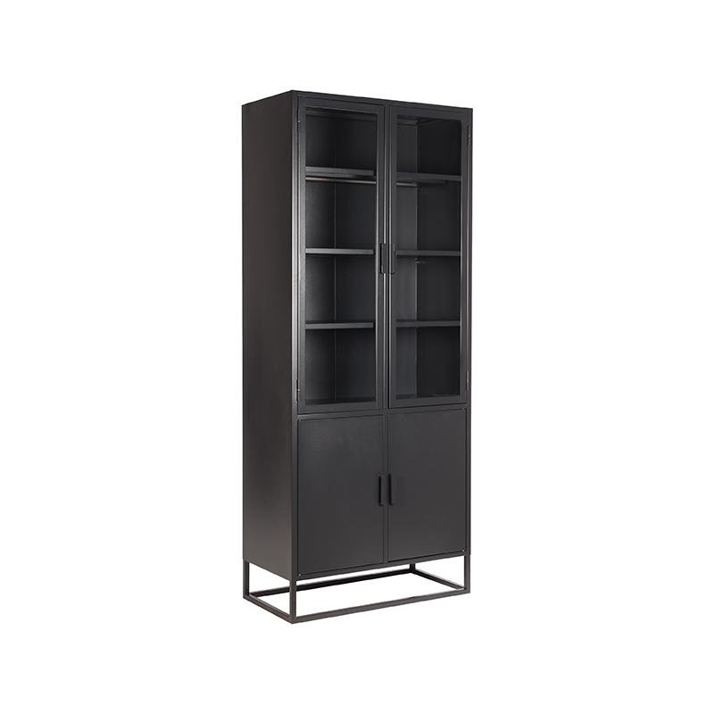 Vitrinekast Level zwart metaal, 80x40x190 cm