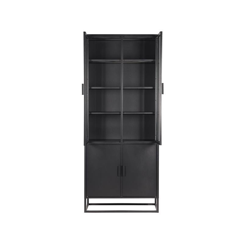 Vitrinekast Level zwart metaal, 80x40x190 cm