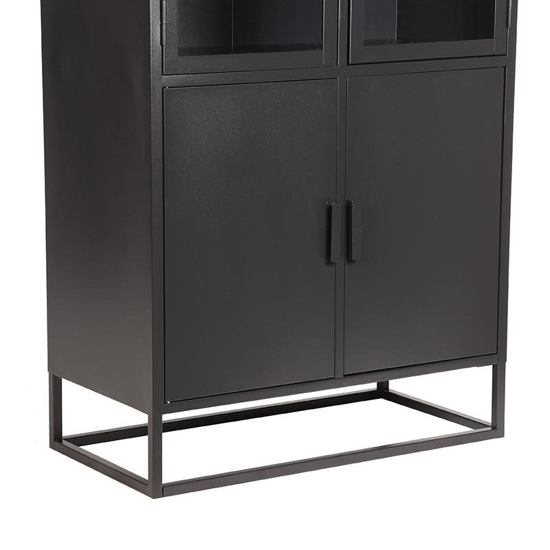 Vitrinekast Level zwart metaal, 80x40x190 cm