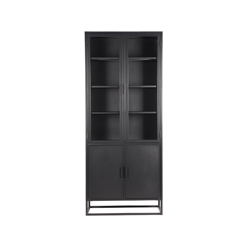 Vitrinekast Level zwart metaal, 80x40x190 cm