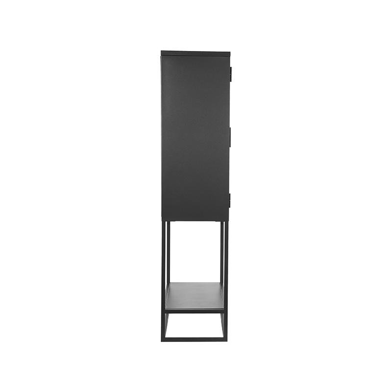 Vitrinekast Level zwart metaal, 70x35x150 cm