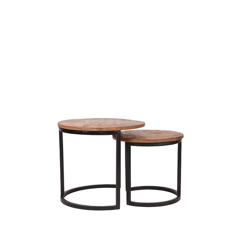 Salontafel Set Duo rough mangohout, 50 cm