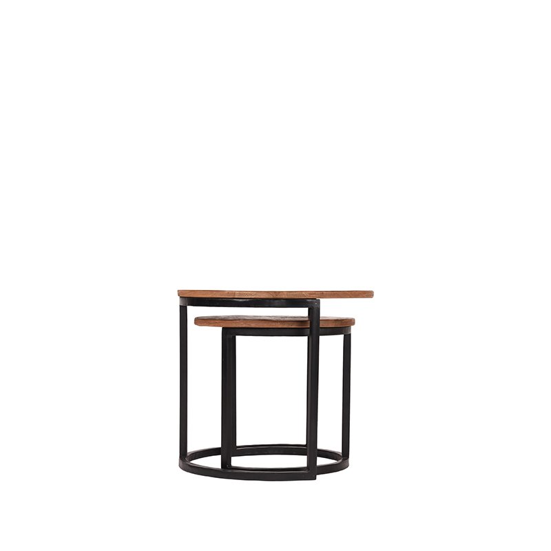 Salontafel Set Duo rough mangohout, 50 cm