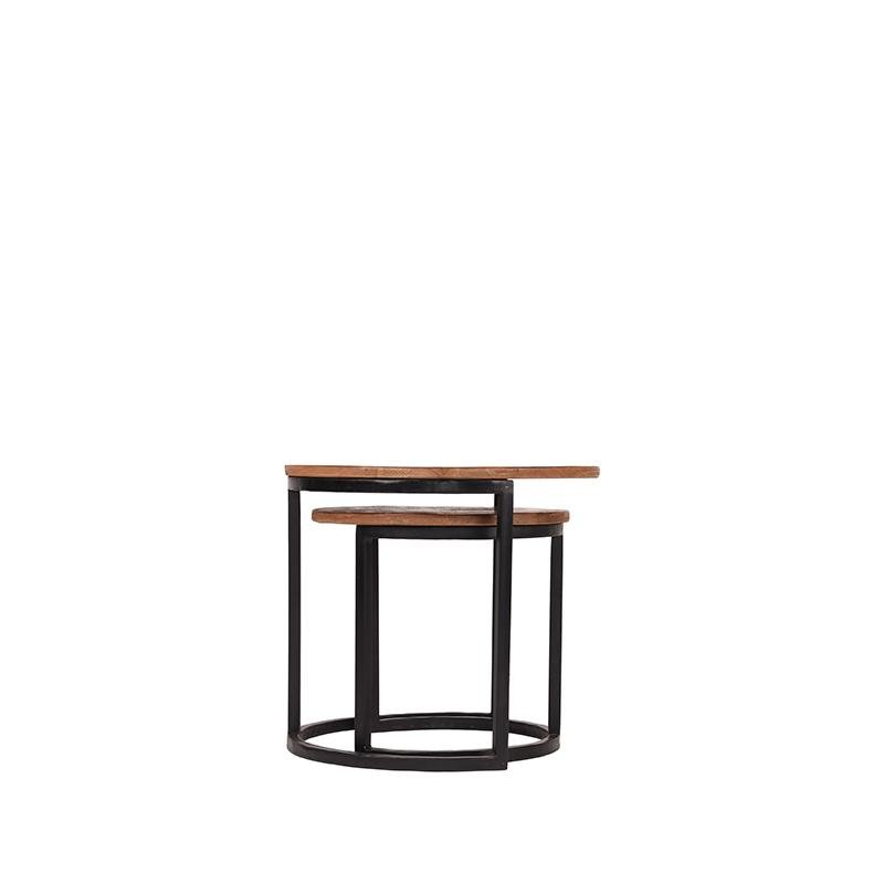 Salontafel Set Duo rough mangohout, 50 cm