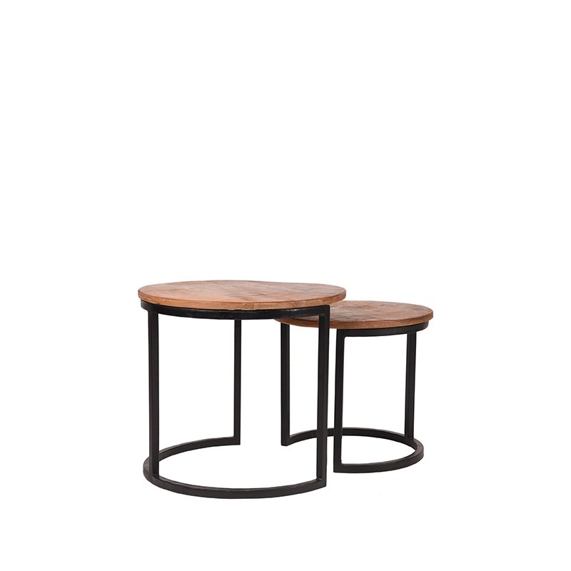 Salontafel Set Duo rough mangohout, 50 cm