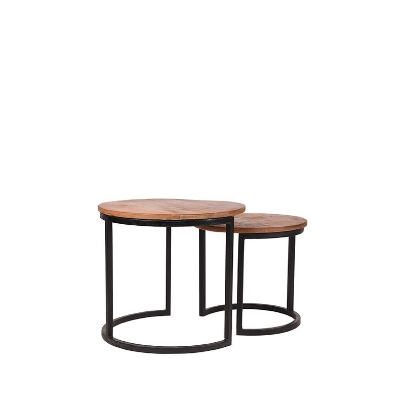 Salontafel Set Duo rough mangohout, 50 cm