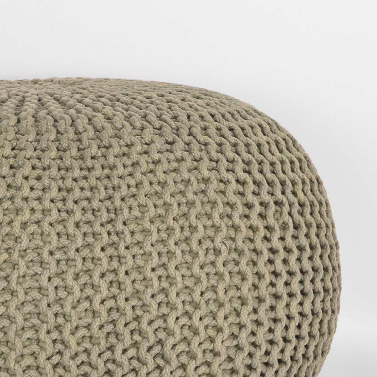 Poef Knitted olijfgroen, 70 cm