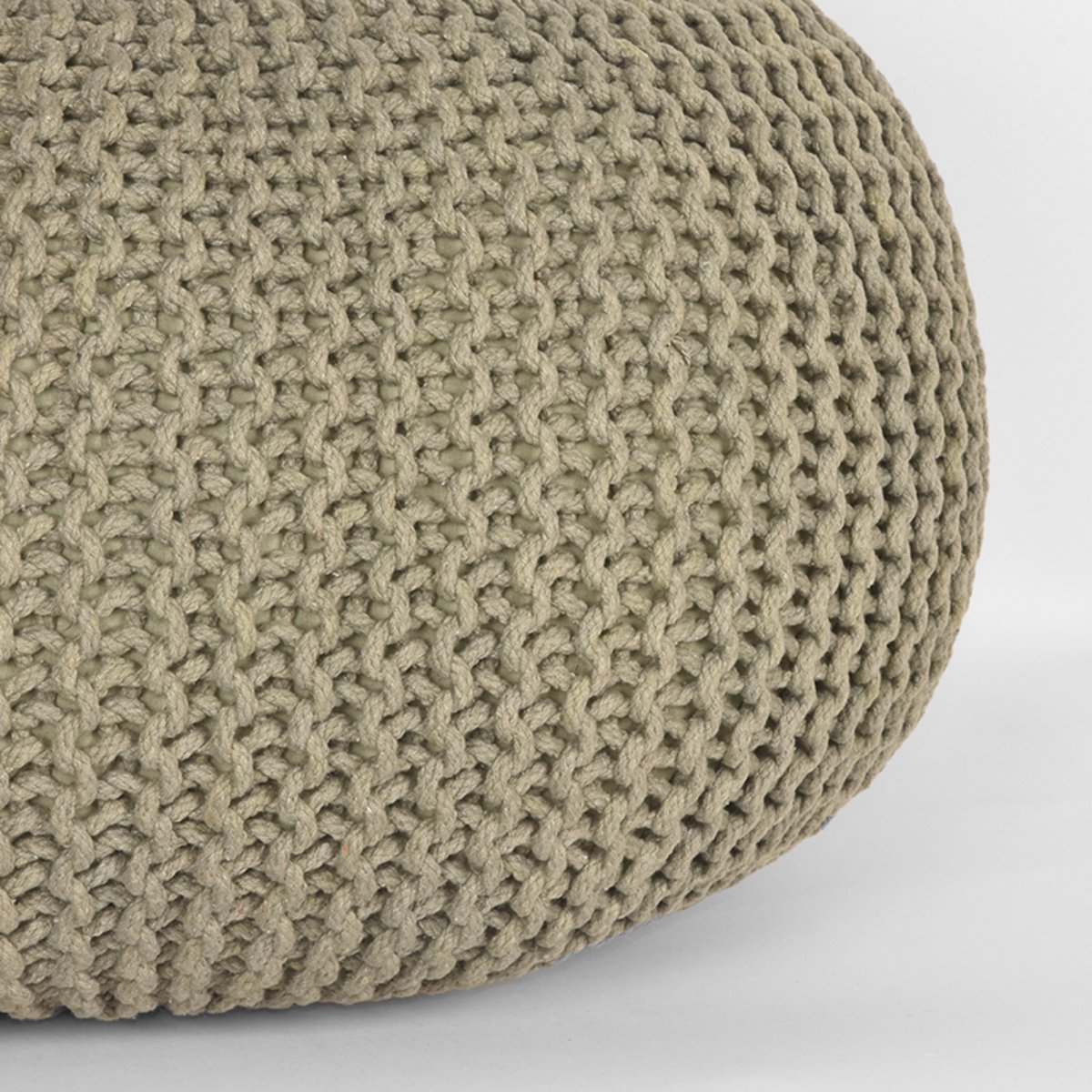 Poef Knitted olijfgroen, 70 cm
