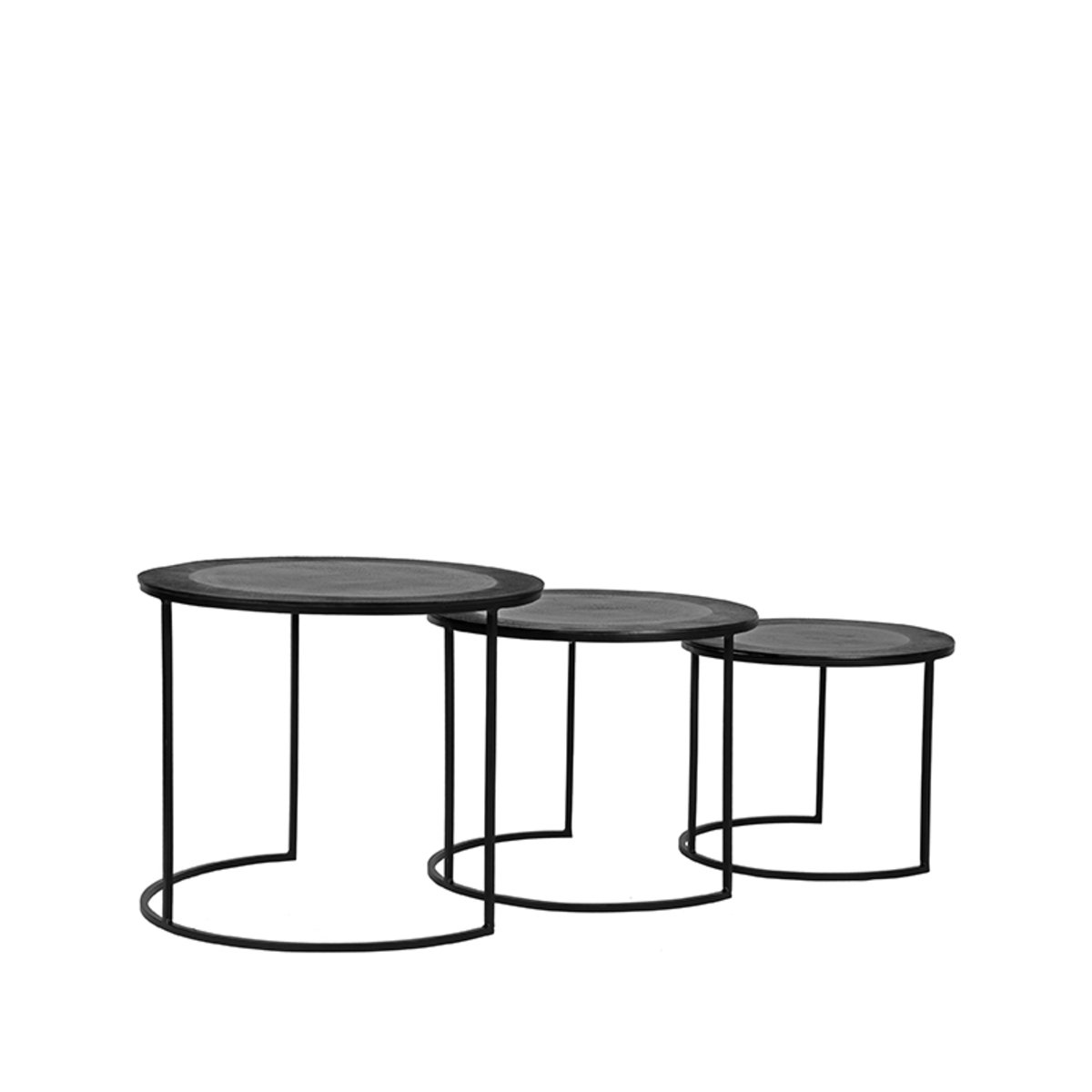 Salontafel Set Tres zwart metaal, 55 cm