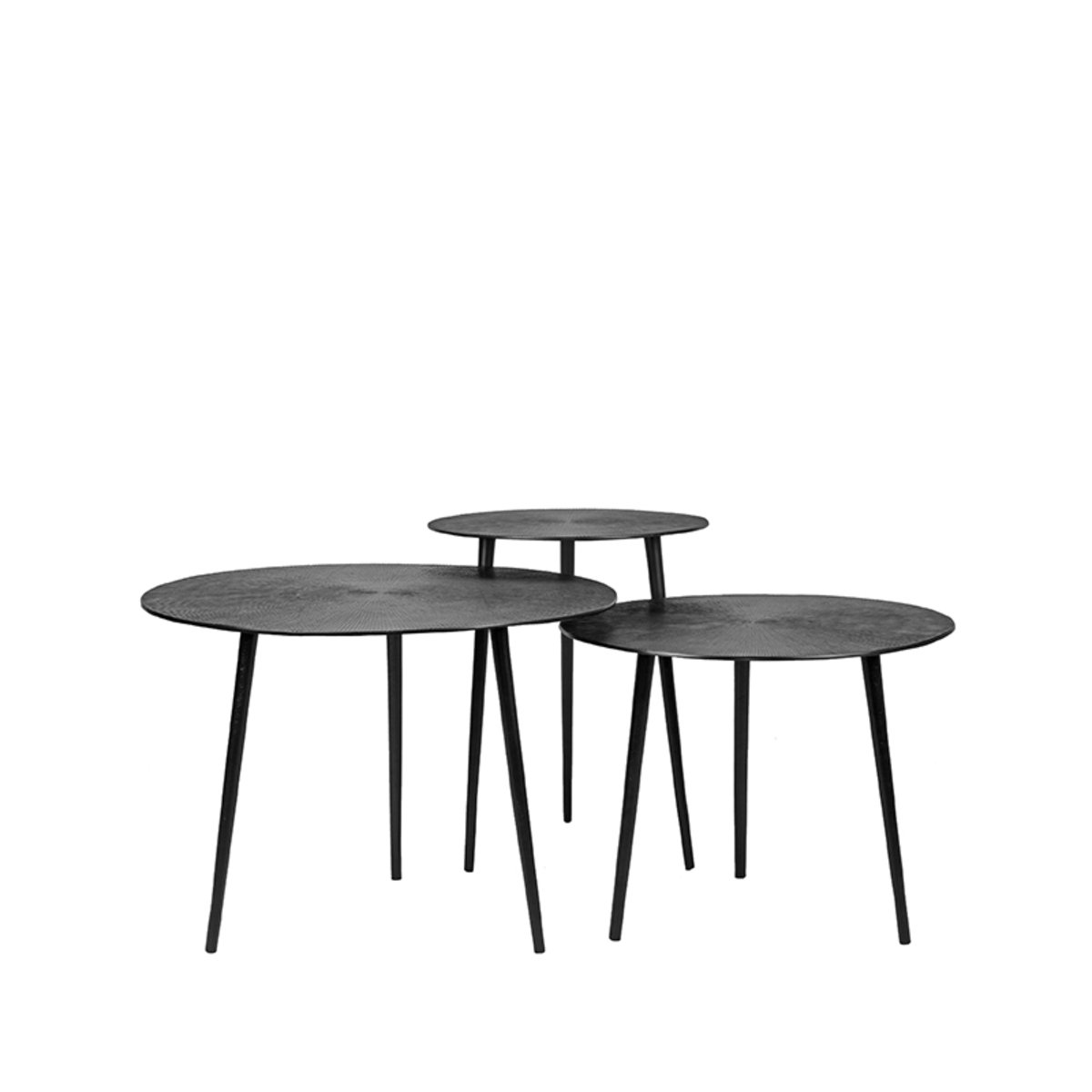Salontafel Set Nobby zwart metaal, 60 cm