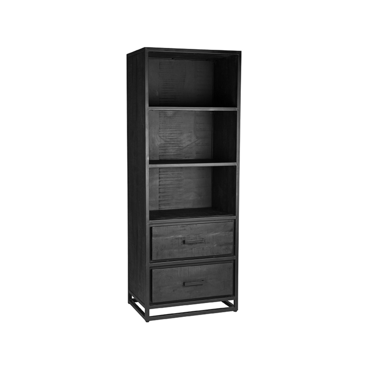 Boekenkast Chili zwart mangohout, 70x45x185 cm