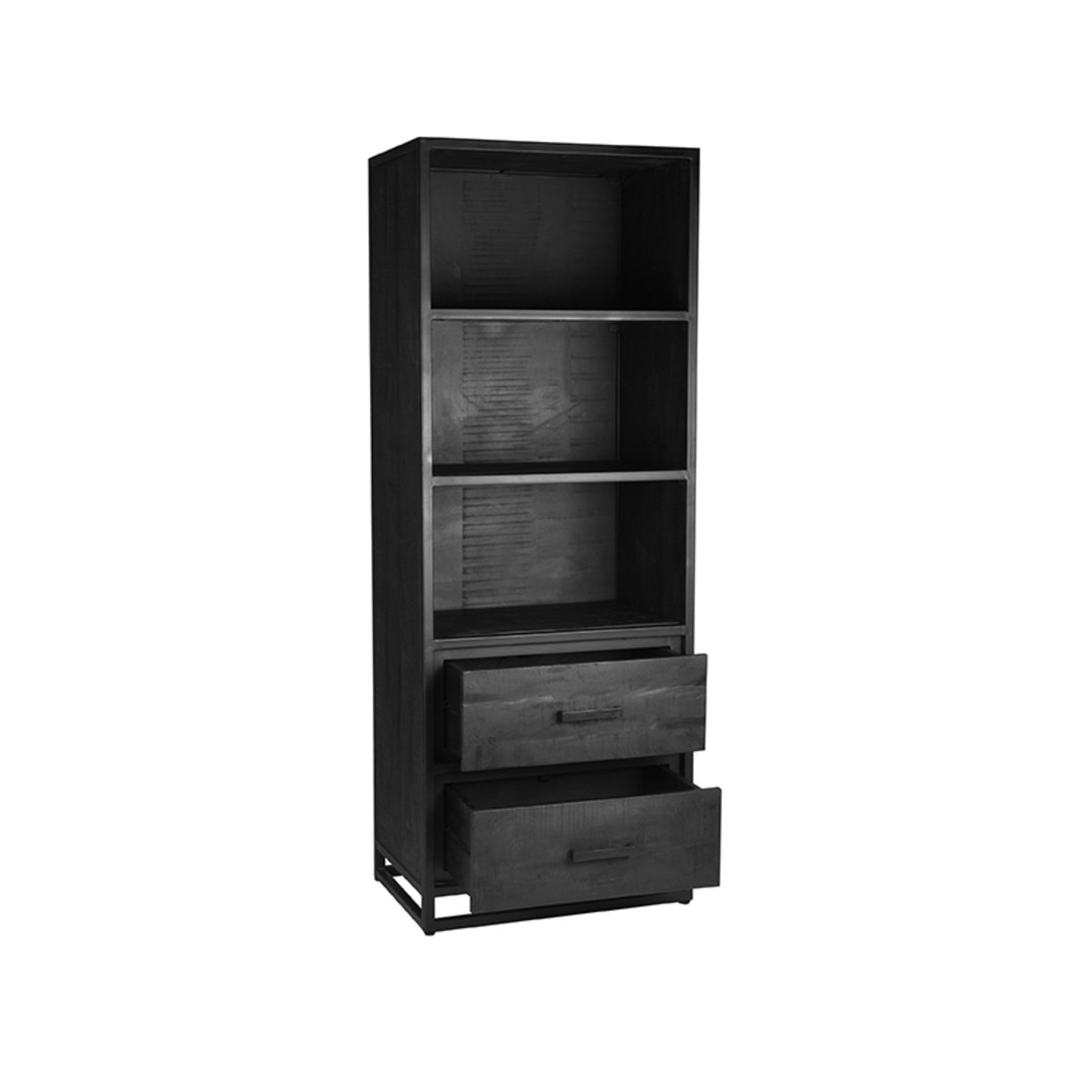 Boekenkast Chili zwart mangohout, 70x45x185 cm