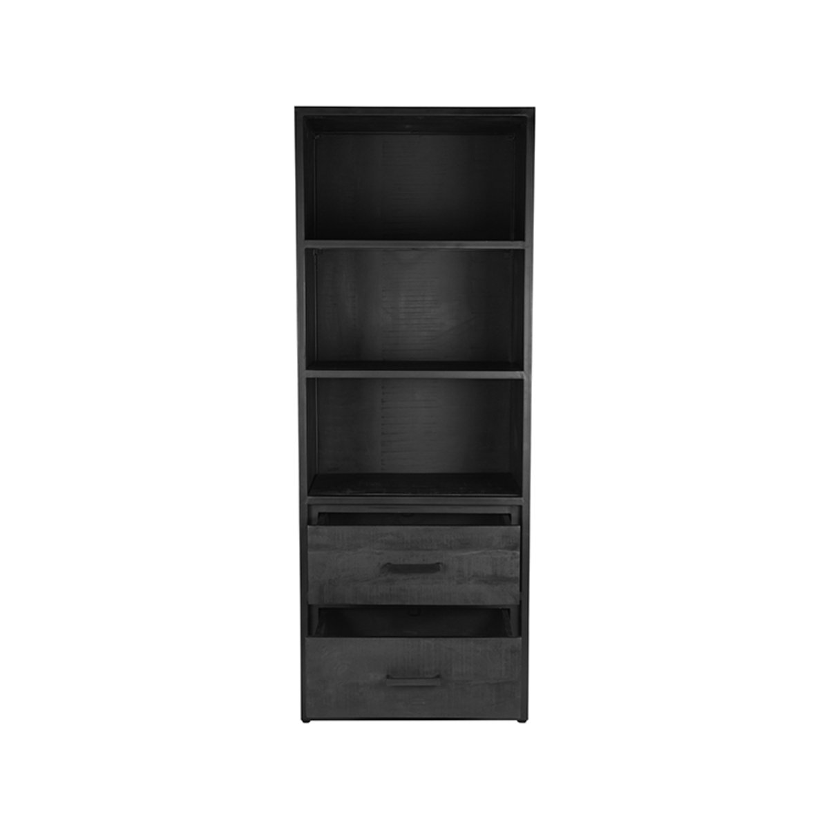 Boekenkast Chili zwart mangohout, 70x45x185 cm