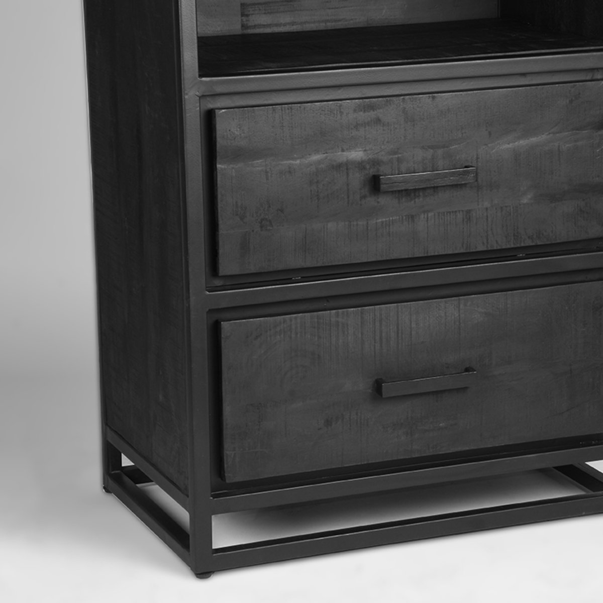 Boekenkast Chili zwart mangohout, 70x45x185 cm