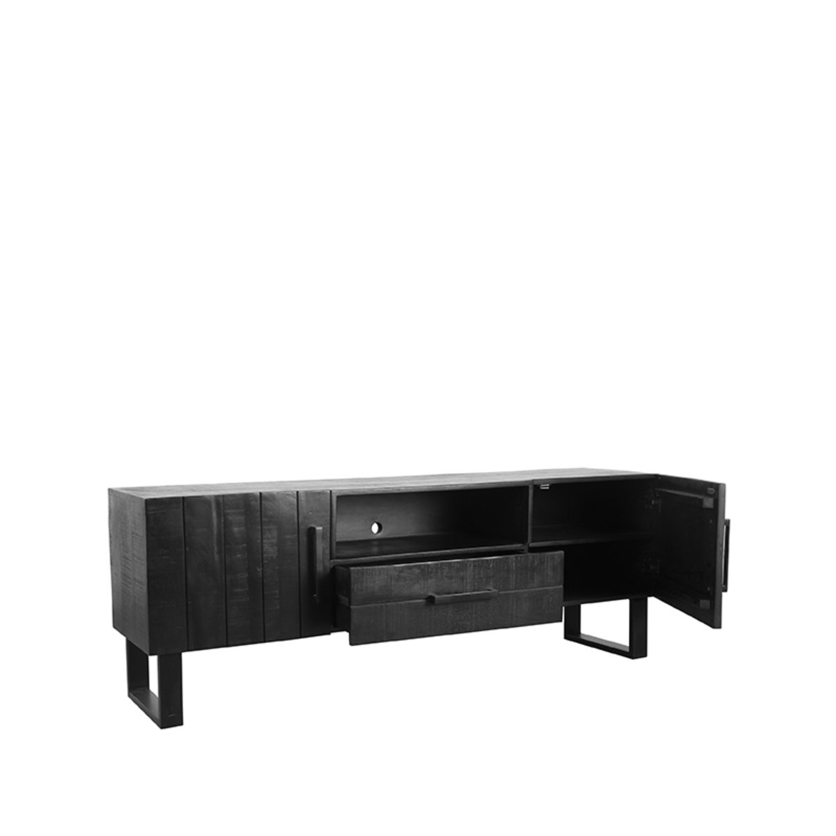 Tv-meubel Santos zwart mangohout, 168x40x60 cm