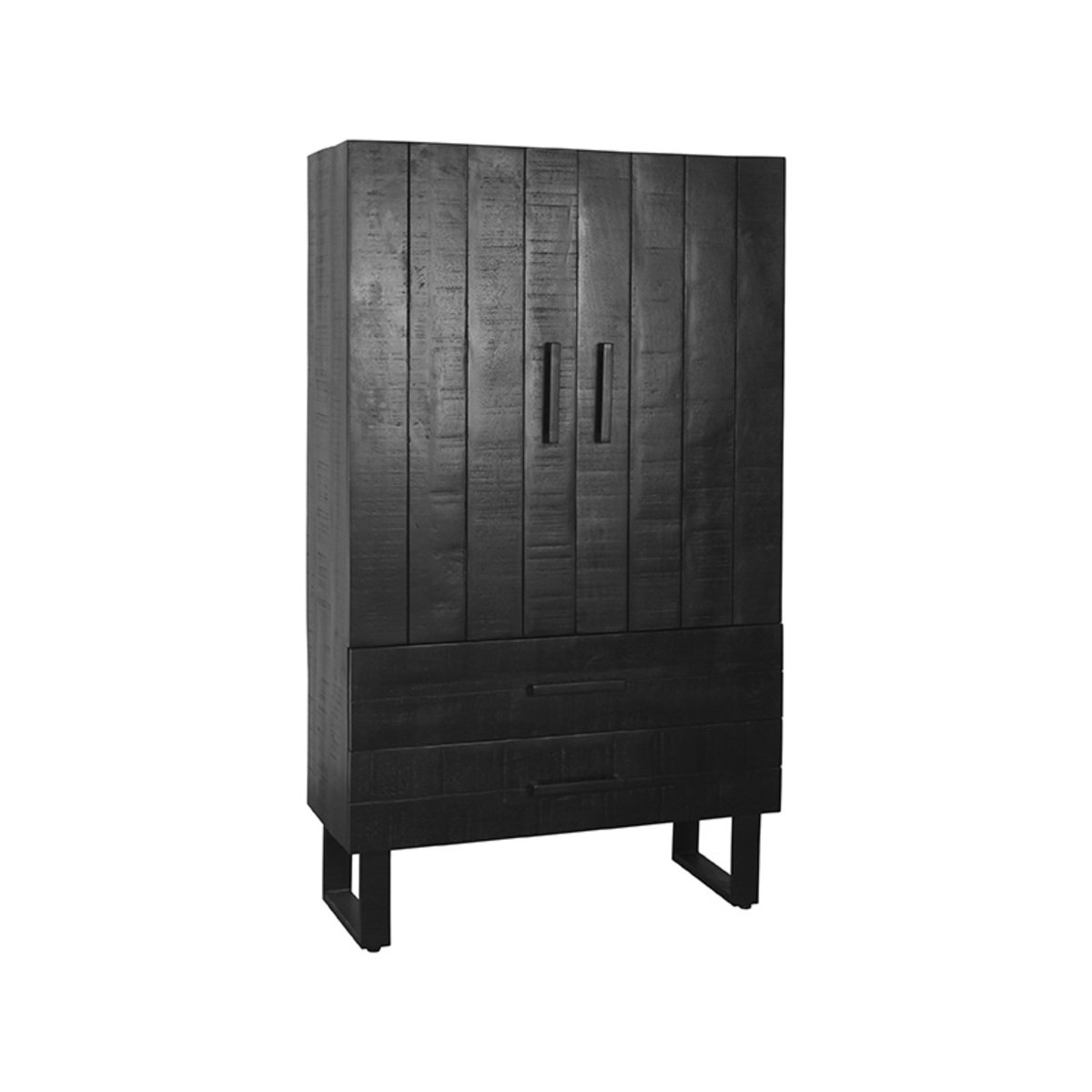Hoge kast Santos zwart mangohout, 94x40x160 cm