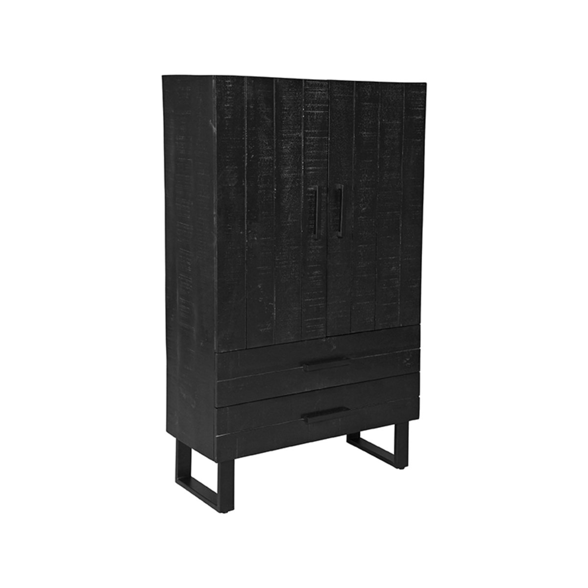 Hoge kast Santos zwart mangohout, 94x40x160 cm