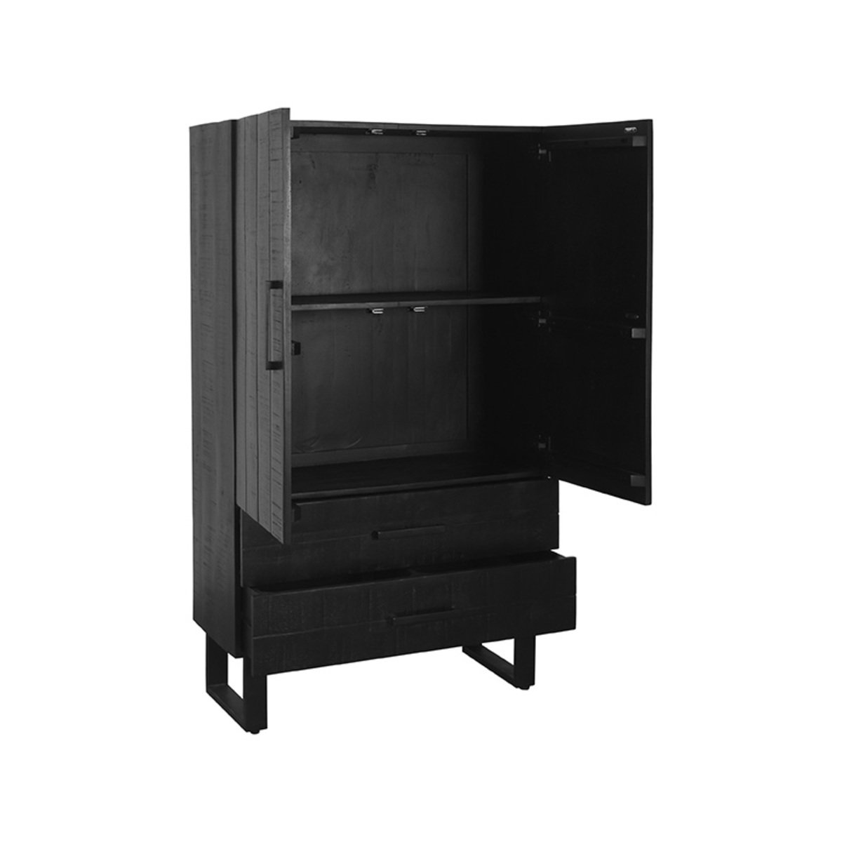 Hoge kast Santos zwart mangohout, 94x40x160 cm