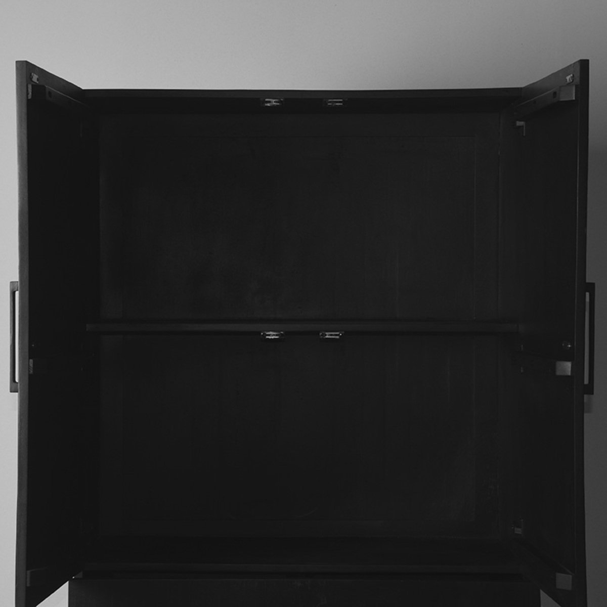 Hoge kast Santos zwart mangohout, 94x40x160 cm