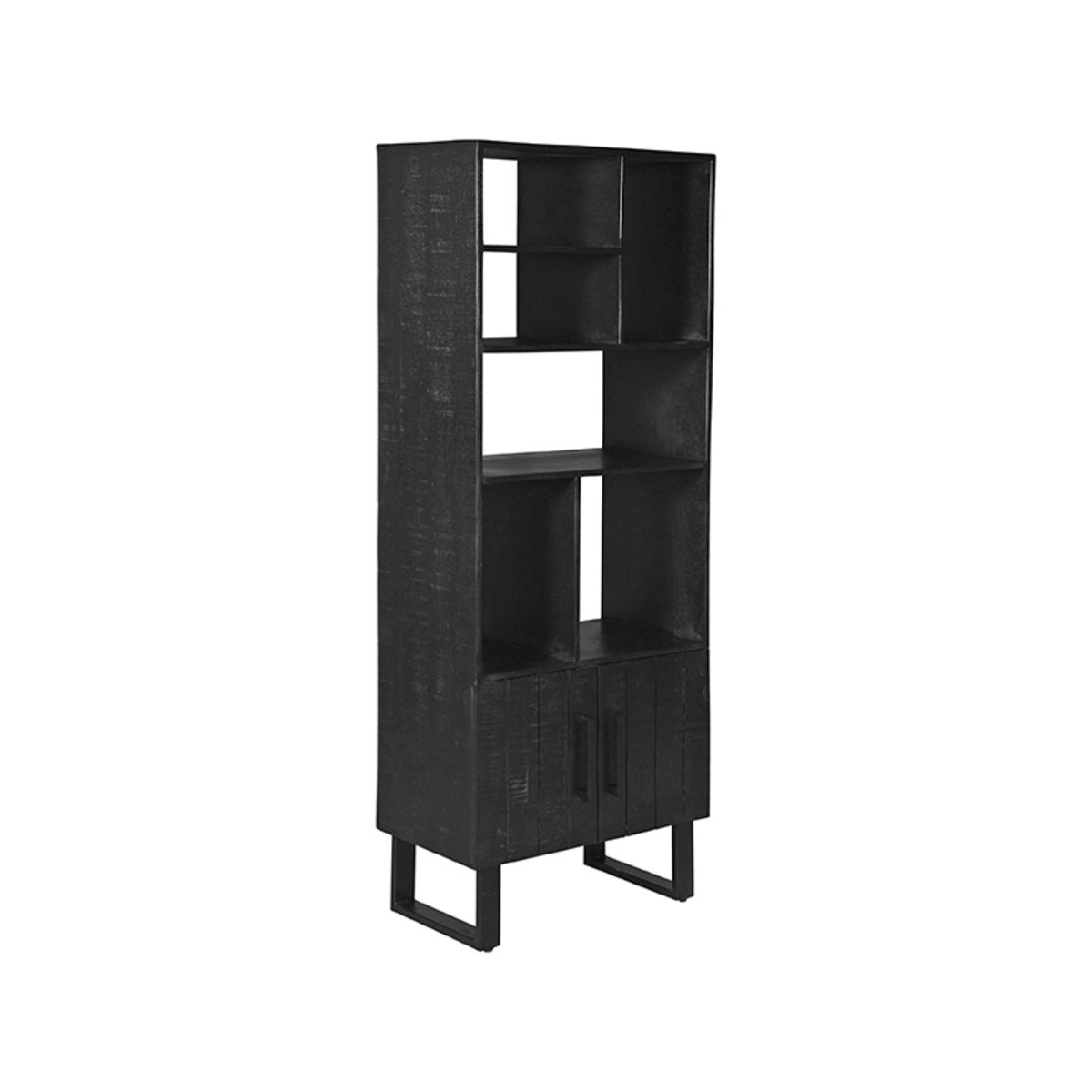 Boekenkast Santos zwart mangohout, 74x40x190 cm