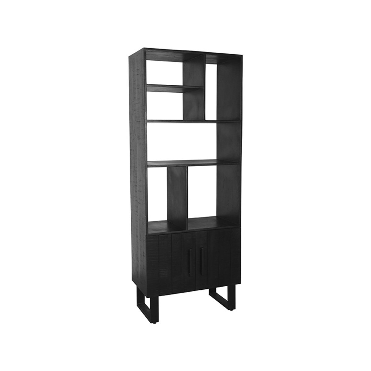 Boekenkast Santos zwart mangohout, 74x40x190 cm