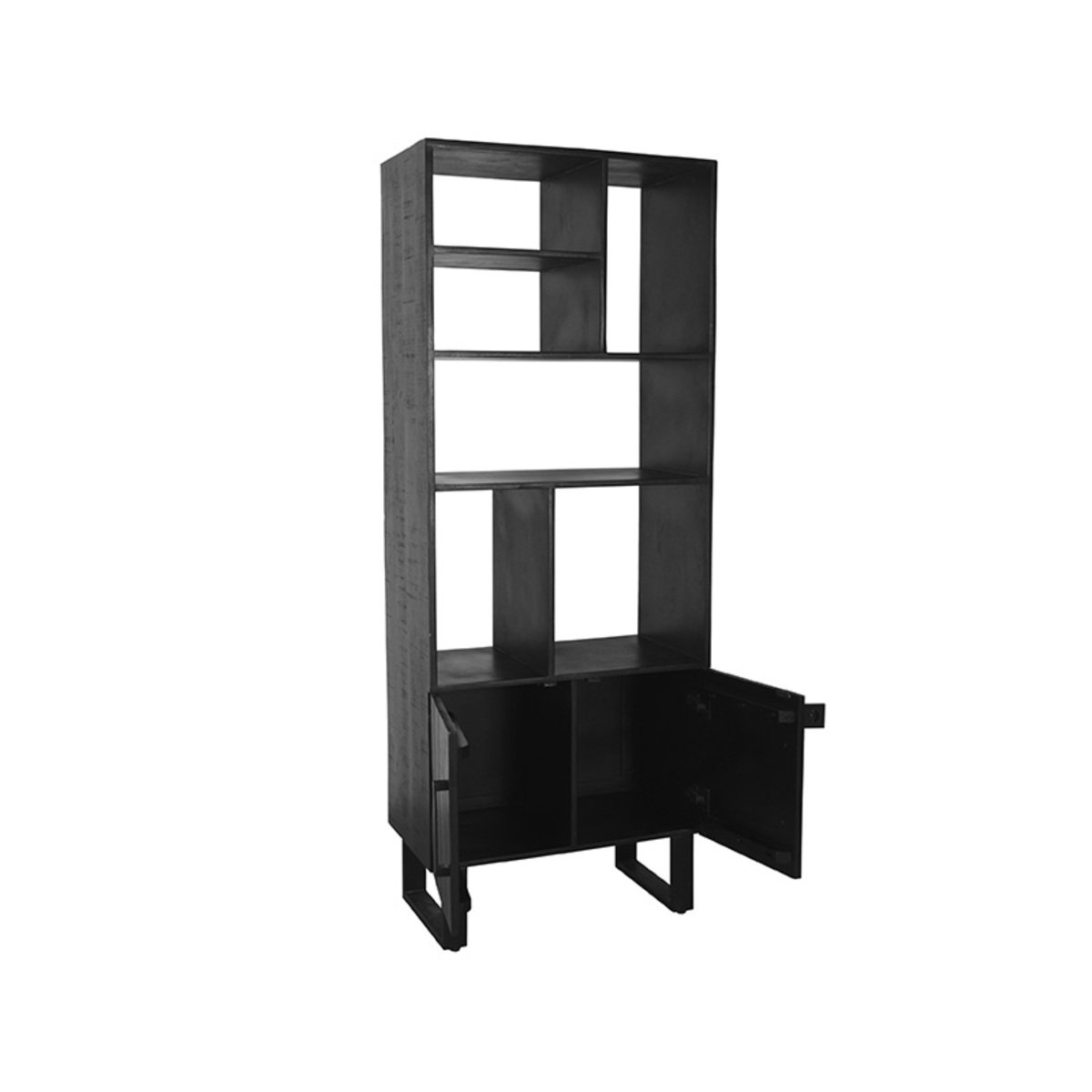 Boekenkast Santos zwart mangohout, 74x40x190 cm