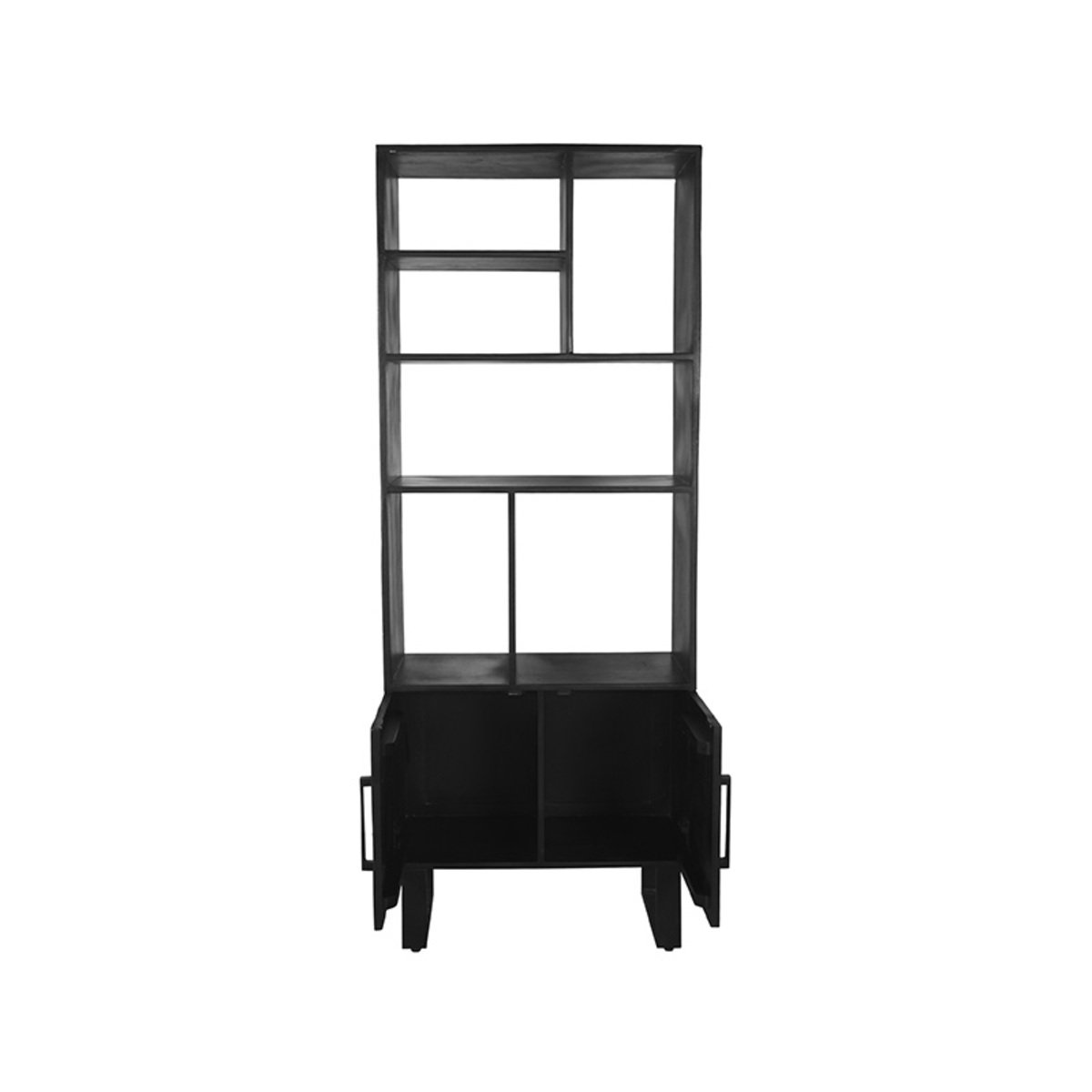 Boekenkast Santos zwart mangohout, 74x40x190 cm