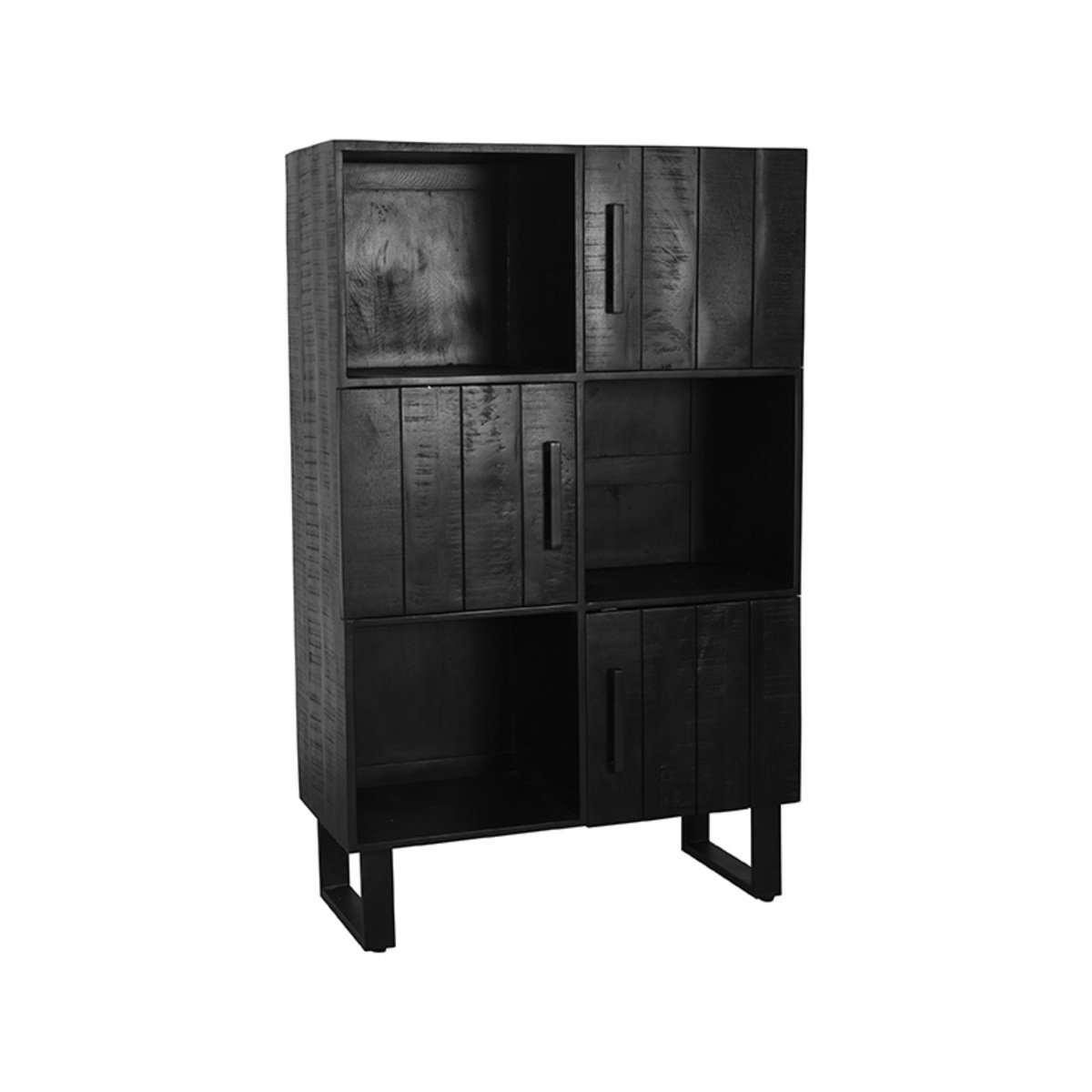 Vakkenkast Santos zwart mangohout, 94x40x150 cm