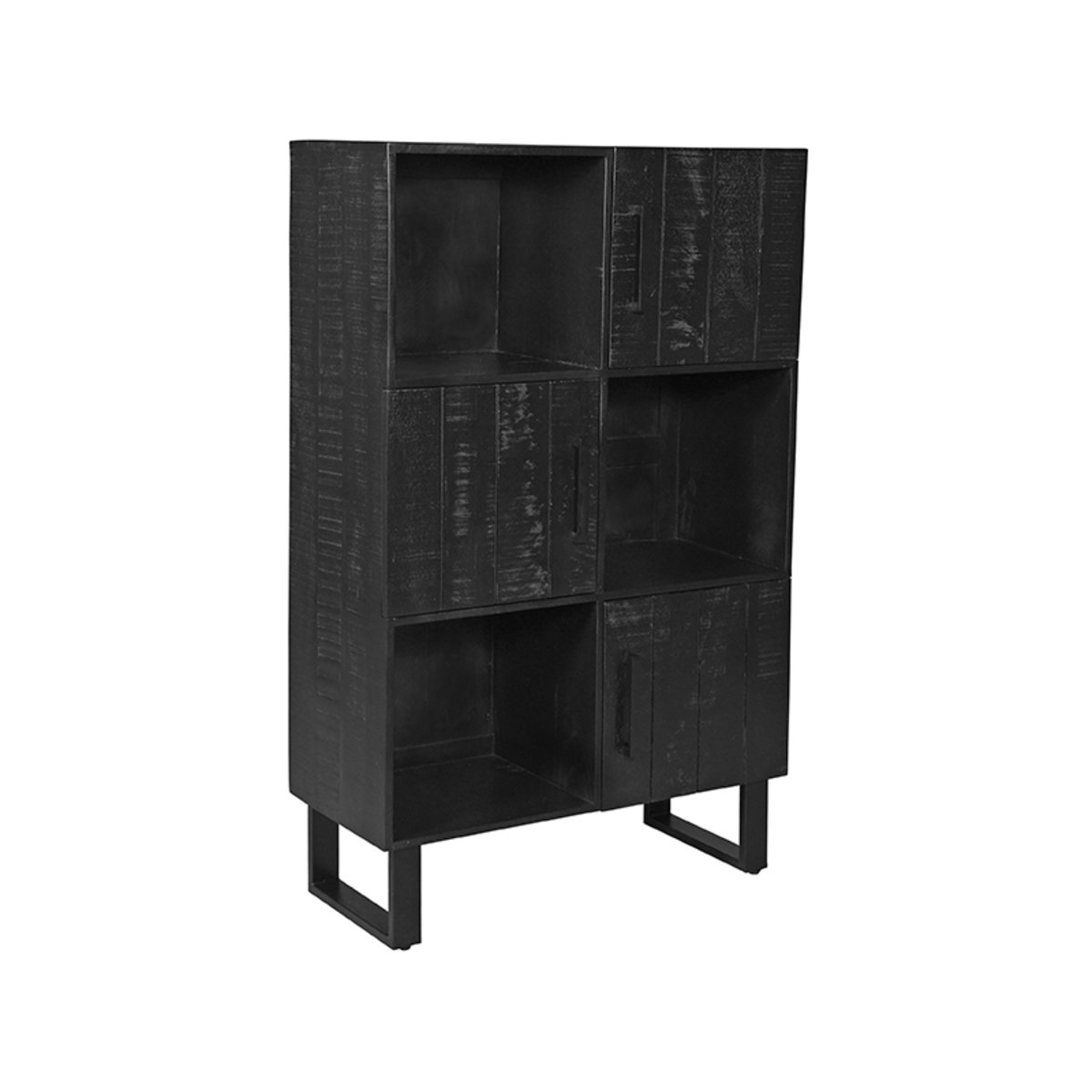 Vakkenkast Santos zwart mangohout, 94x40x150 cm