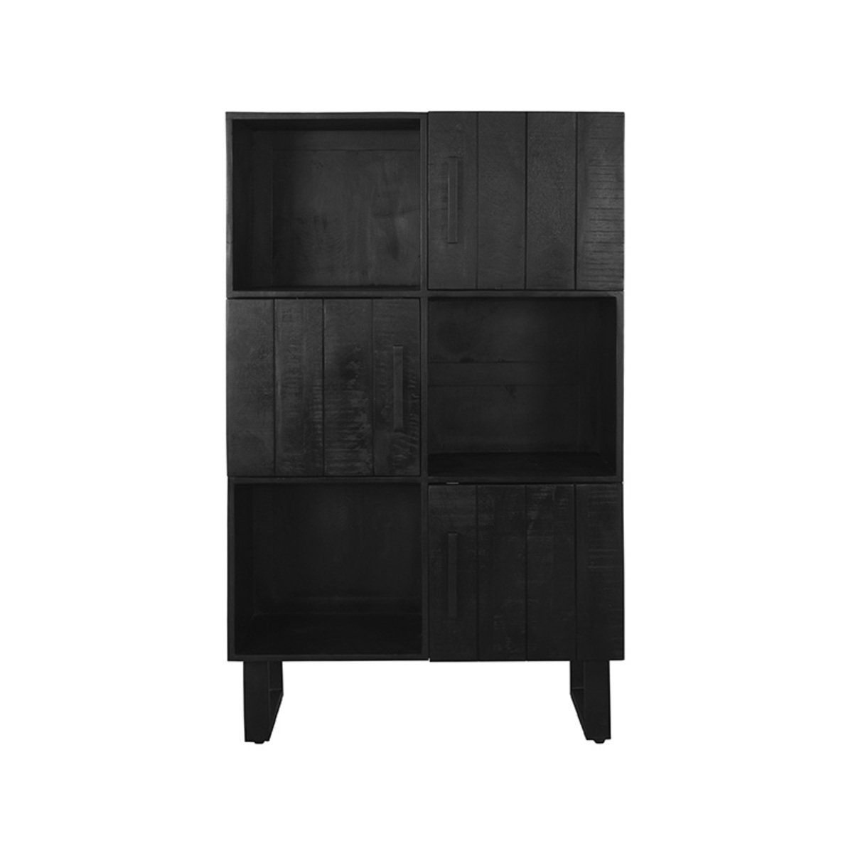 Vakkenkast Santos zwart mangohout, 94x40x150 cm