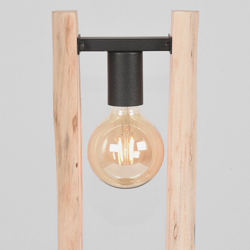 Tafellamp Woody naturel hout, 18x45 cm