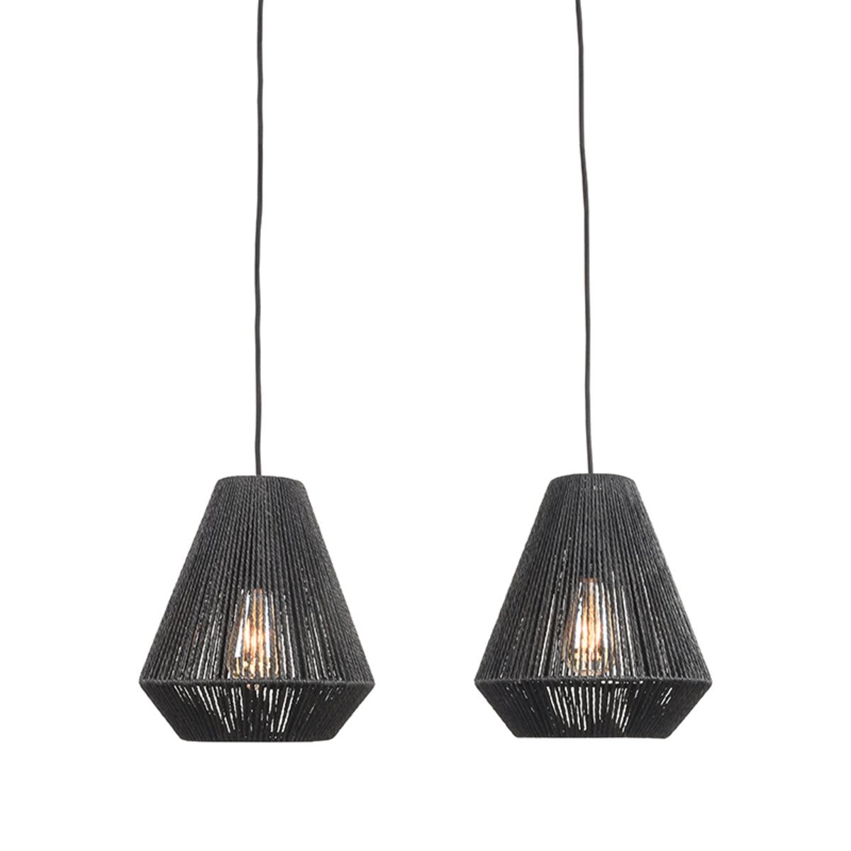 Hanglamp Ibiza zwart jute, 80x33x150 cm