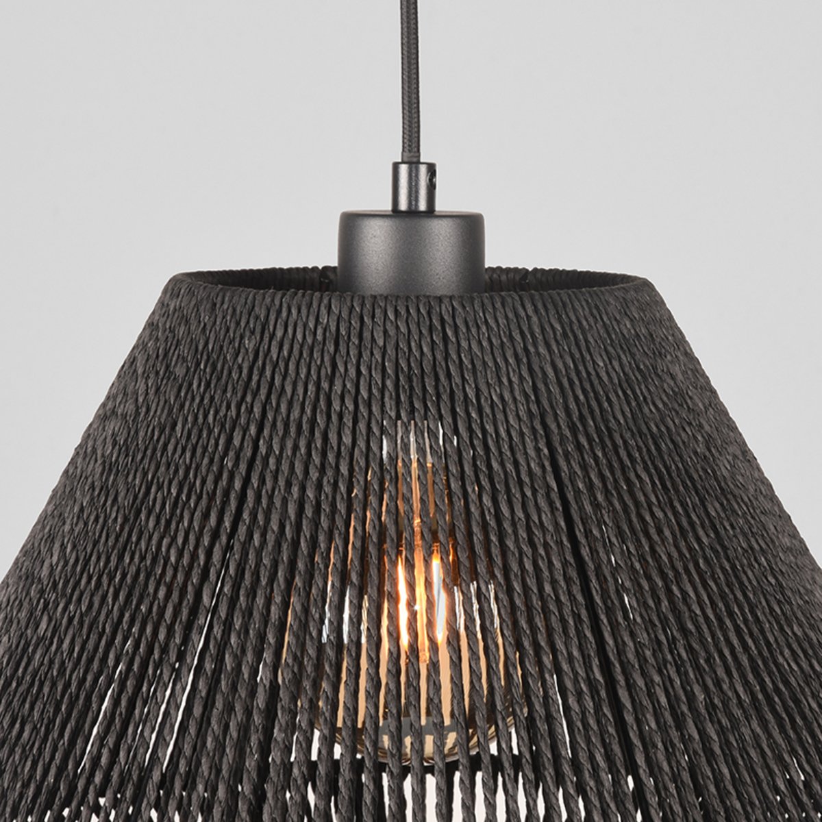 Hanglamp Ibiza zwart jute, 25x150 cm