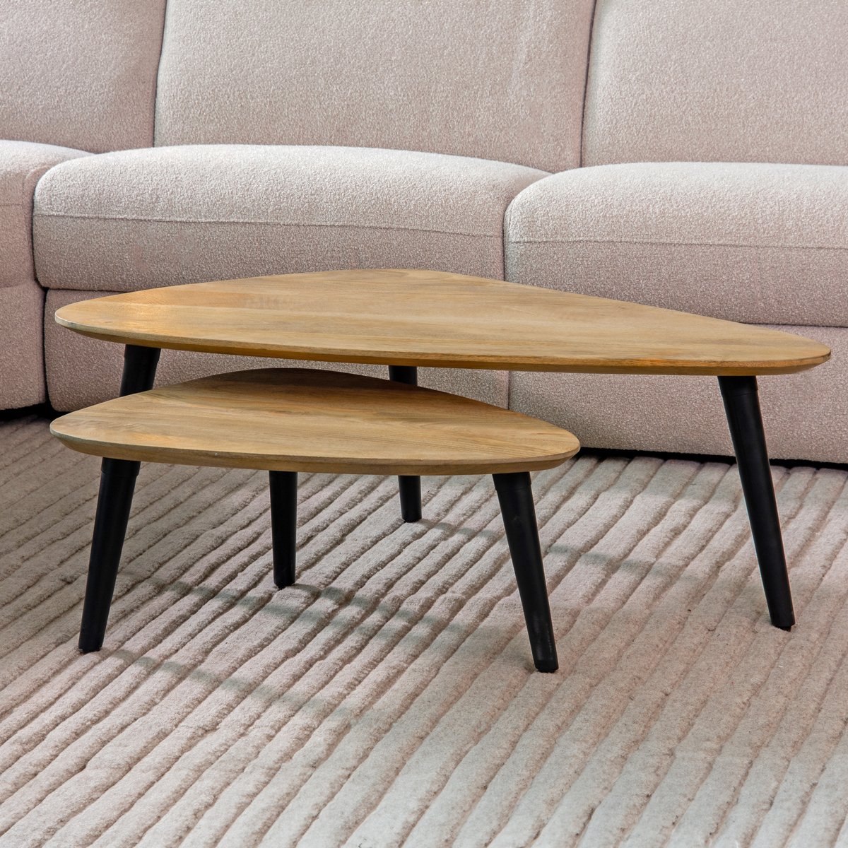 Salontafel set Rock rough mangohout, 110x64 cm