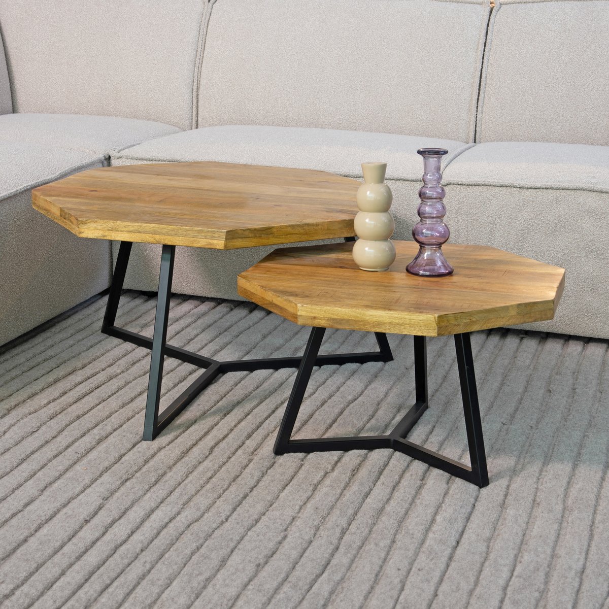 Salontafel set Figure rough, 70x70x40 cm
