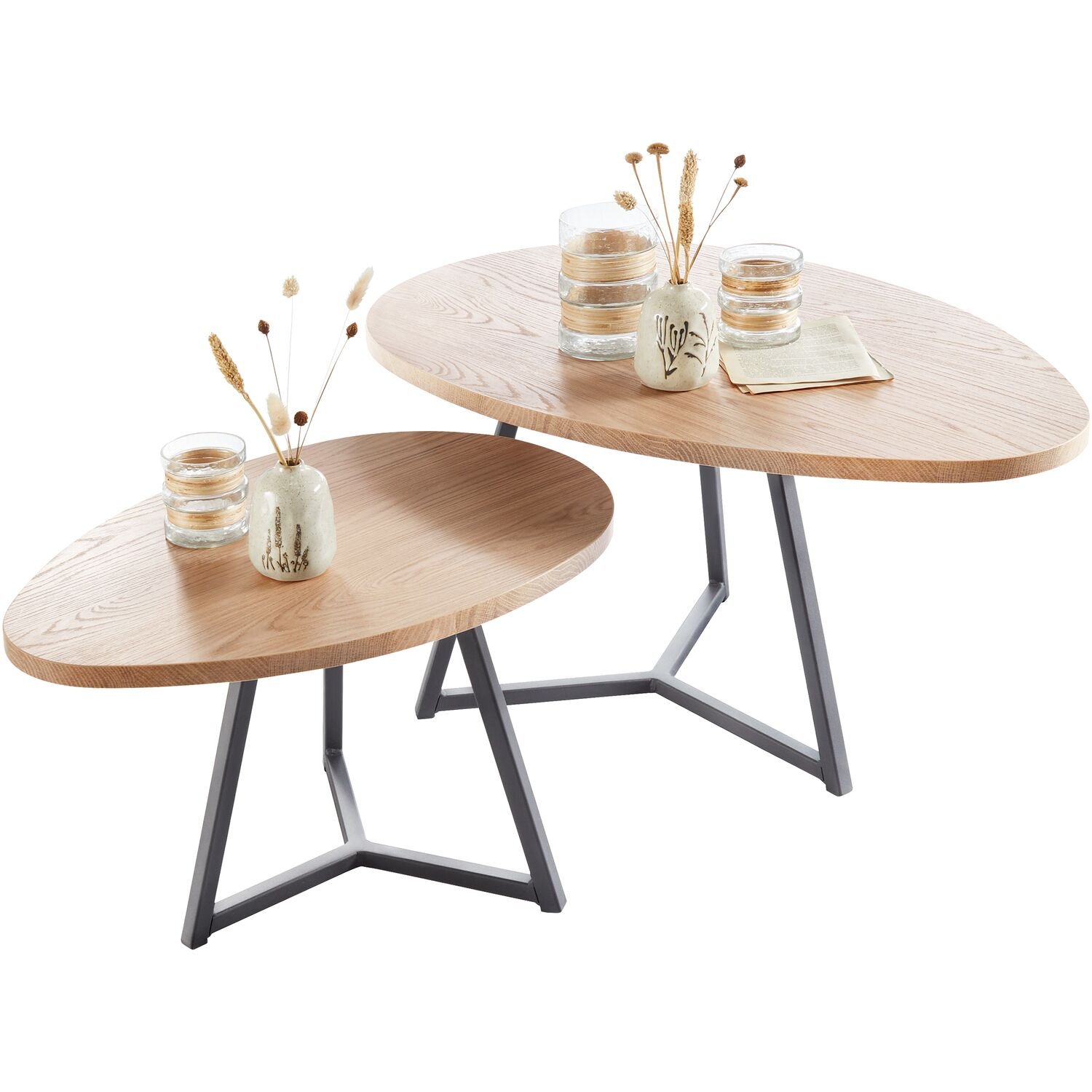 Salontafel Locarnio set van 2 misty oak